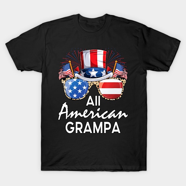 All American Grampa 4th of July USA America Flag Sunglasses T-Shirt by chung bit